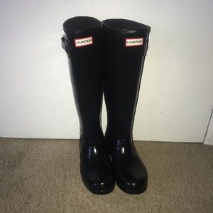 Glossy black Hunter boots